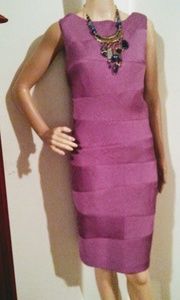 SUZI CHIN MAGGY LONDON MAGENTA JACQUARD DRESS